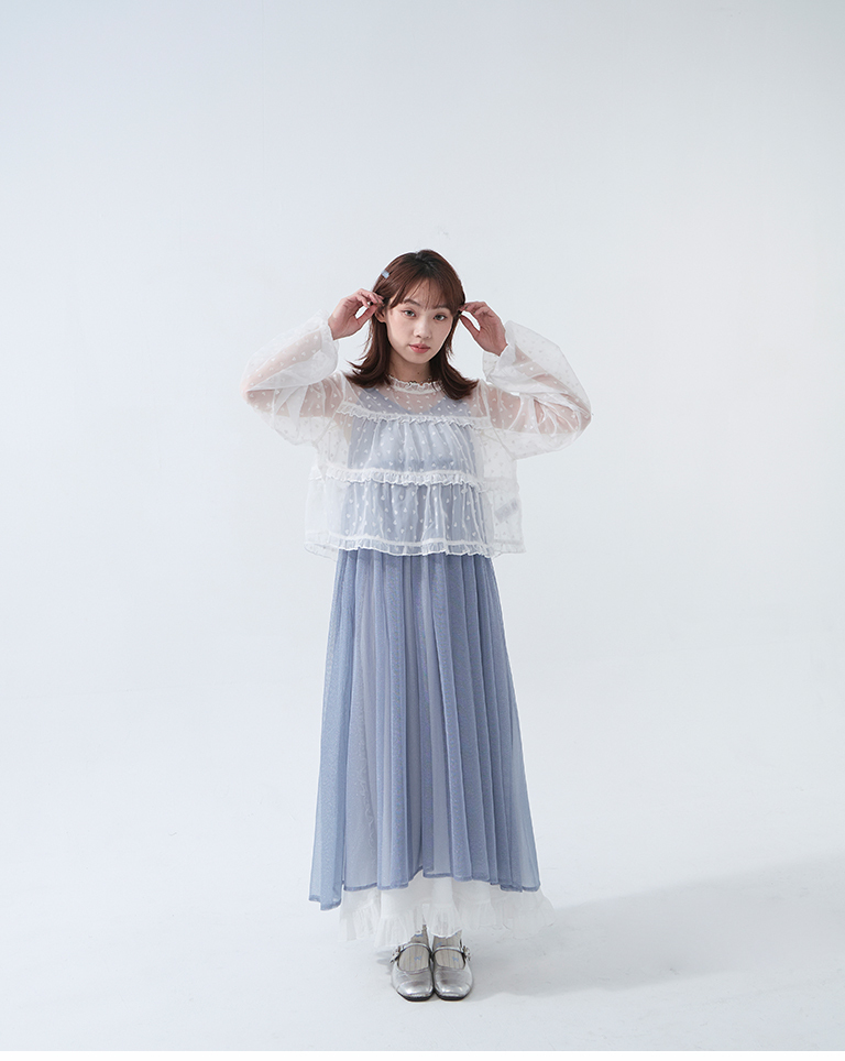 リボンレースミドルソックス　4色展開