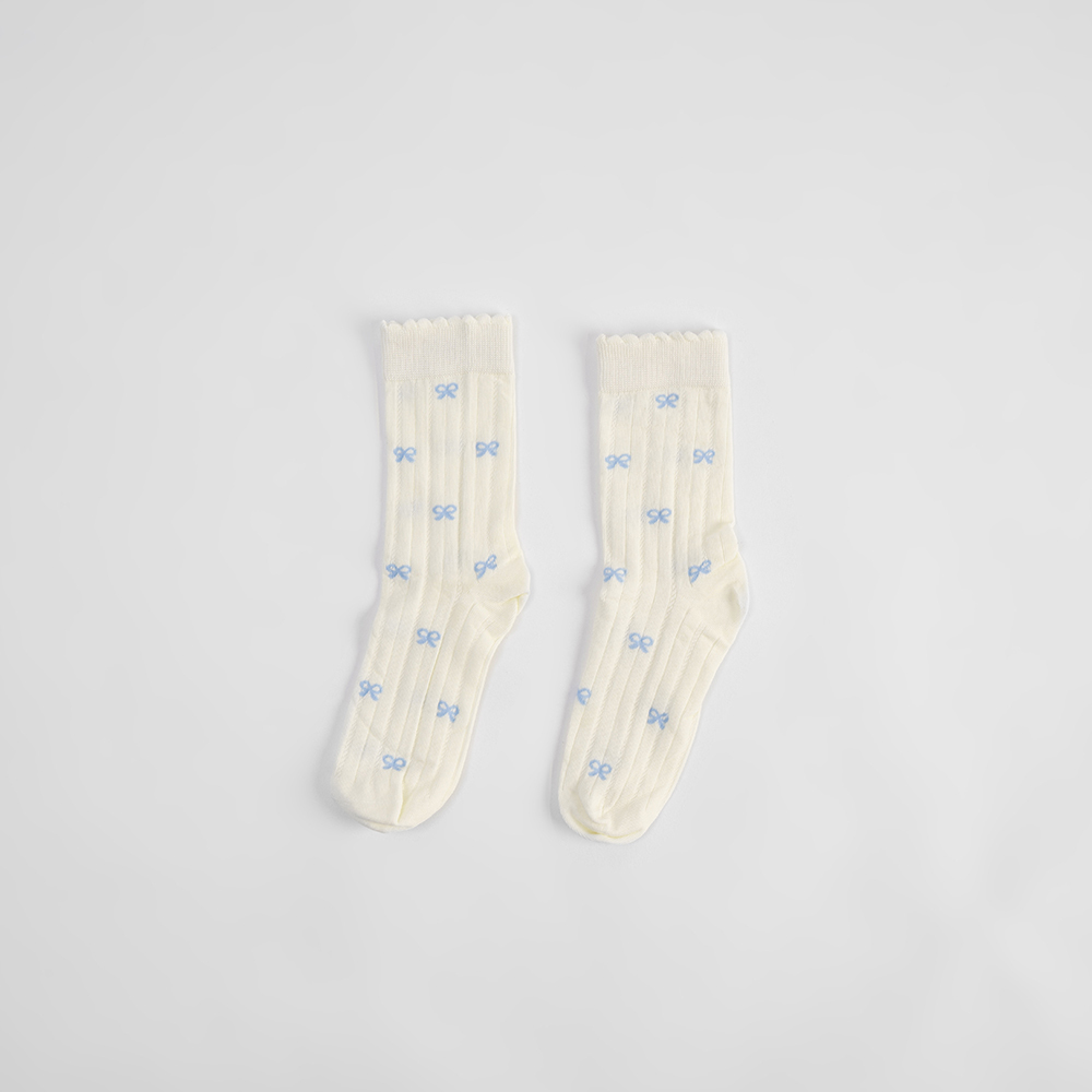 リボンレースミドルソックス　4色展開