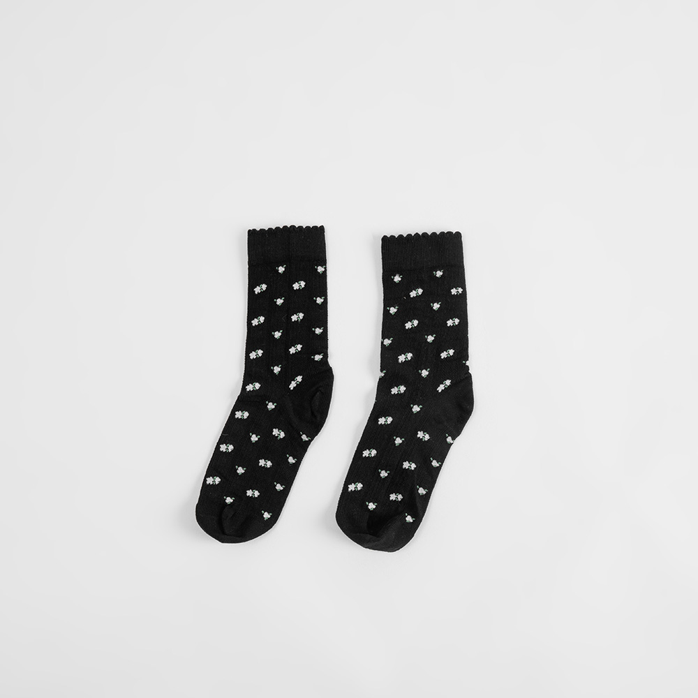 フラワージャカードミドルソックス3色展開