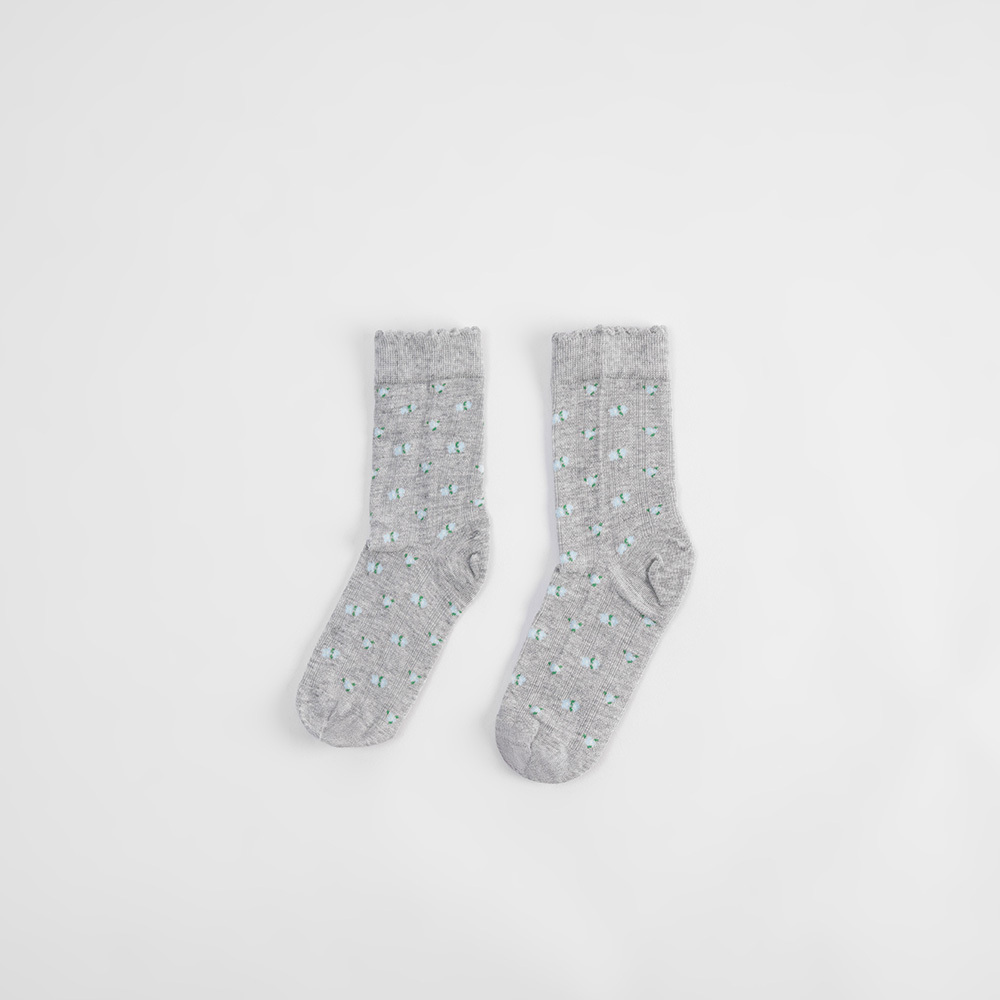 フラワージャカードミドルソックス3色展開