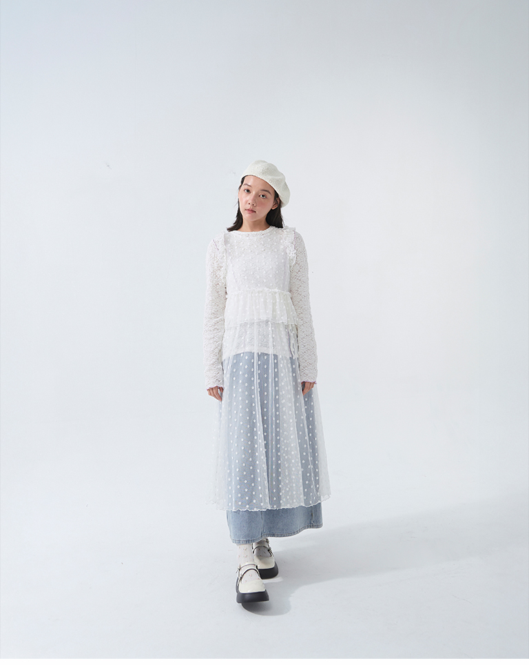 フラワージャカードミドルソックス3色展開