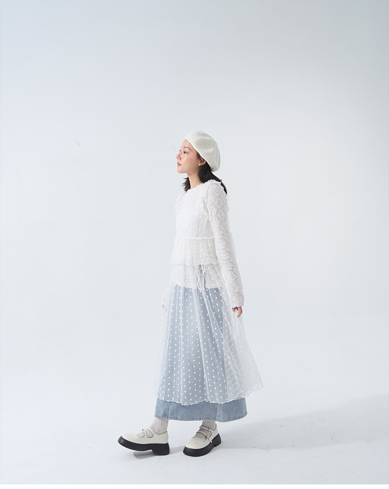 フラワージャカードミドルソックス3色展開