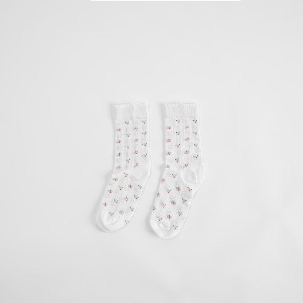 フラワージャカードミドルソックス3色展開