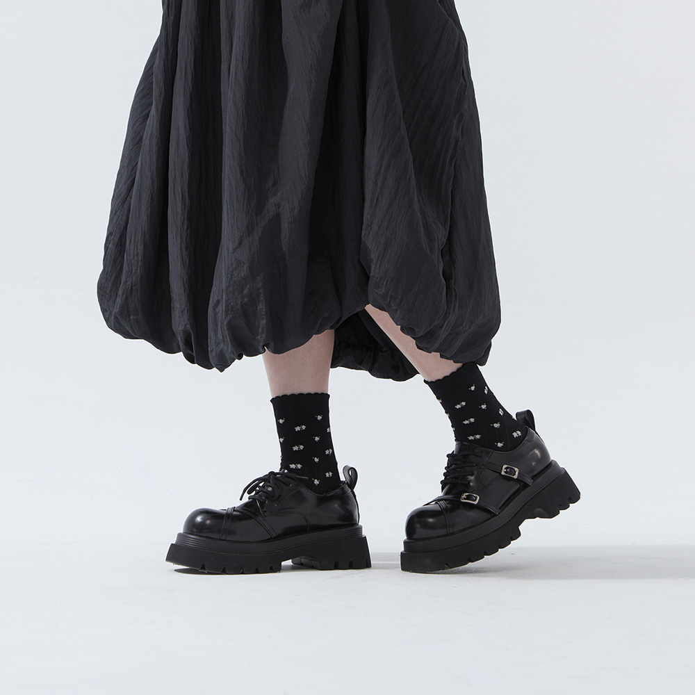 フラワージャカードミドルソックス3色展開