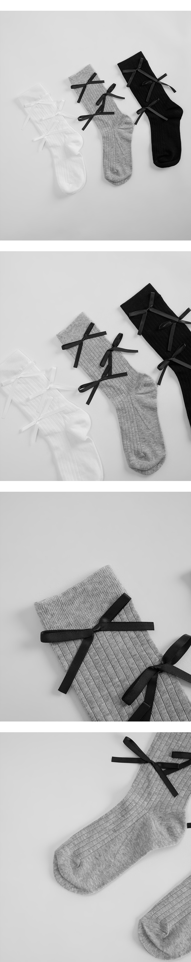 リボンモチーフソックス 3色展開