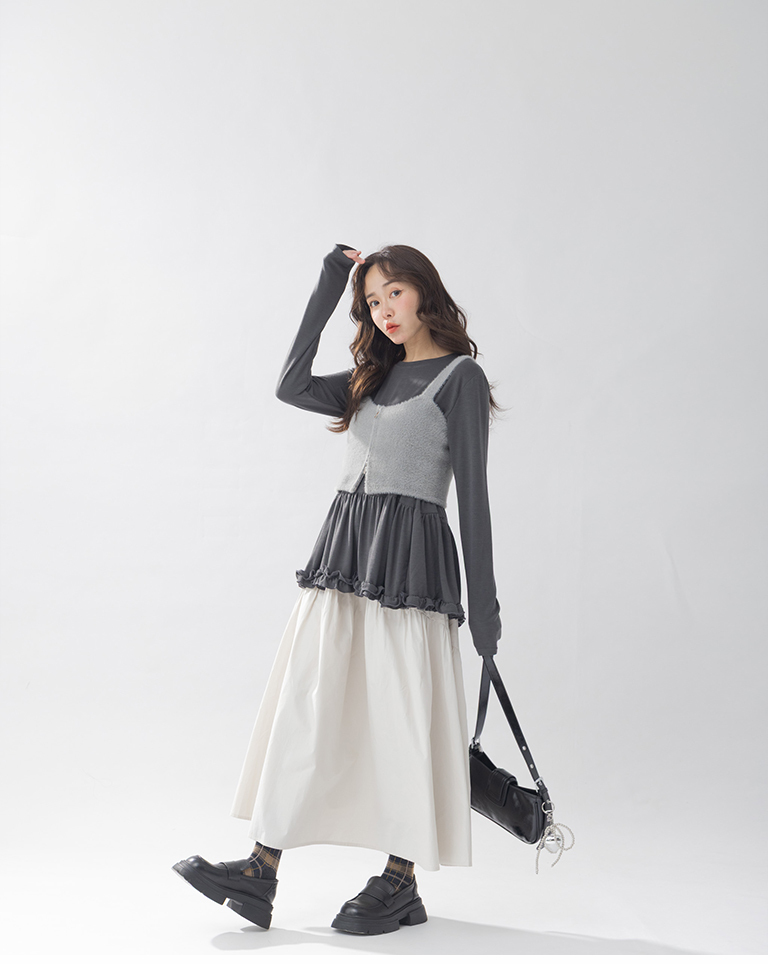 配色チェック柄ニーハイソックス 3色展開