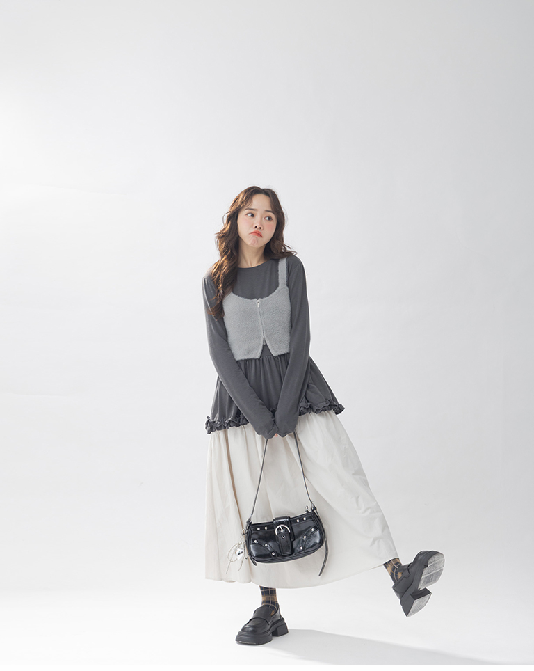 配色チェック柄ニーハイソックス 3色展開