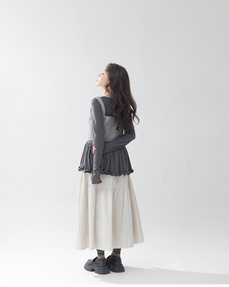 配色チェック柄ニーハイソックス 3色展開