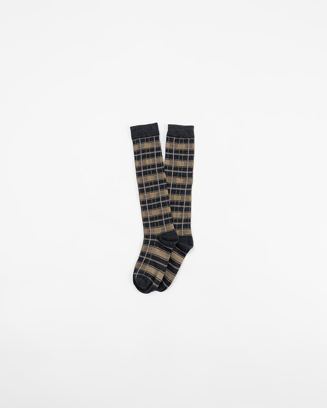 配色チェック柄ニーハイソックス 3色展開