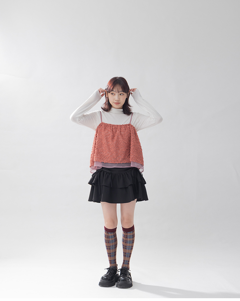 配色チェック柄ニーハイソックス 3色展開