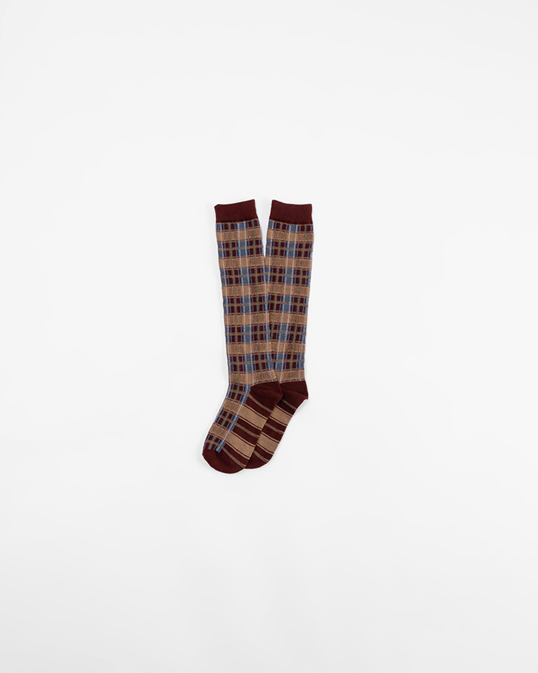 配色チェック柄ニーハイソックス 3色展開