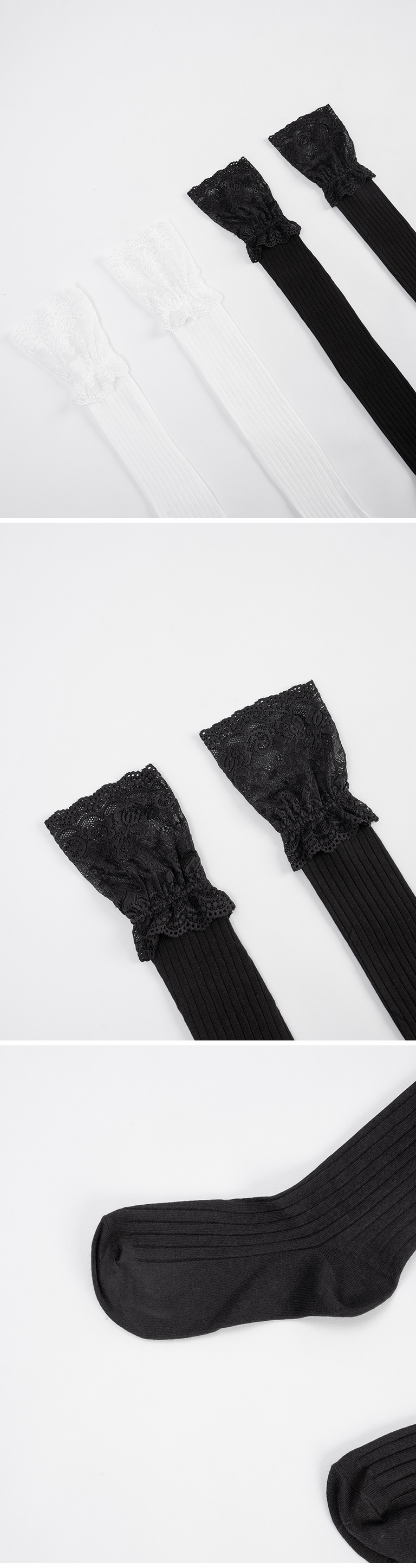 レース切り替えオーバーニーソックス  2色展開