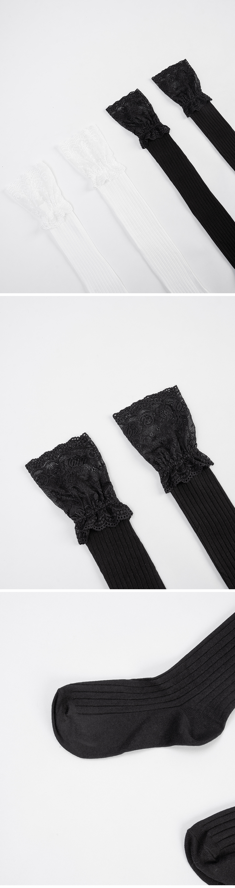 レース切り替えオーバーニーソックス  2色展開