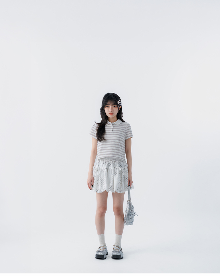 リブ編みフリルミドルソックス 4色展開