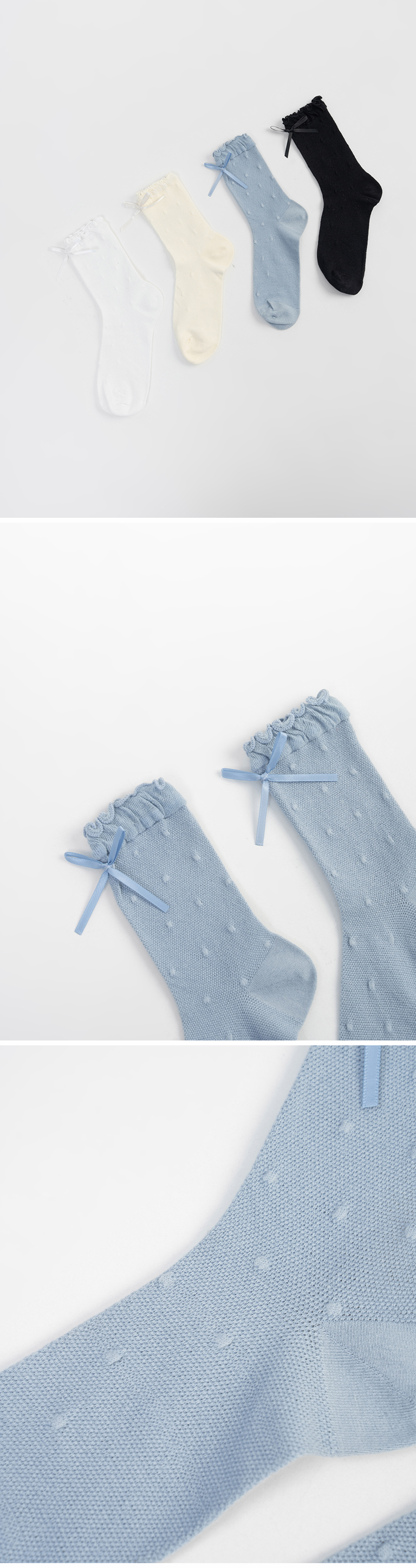 リボンドットミドルソックス 4色展開