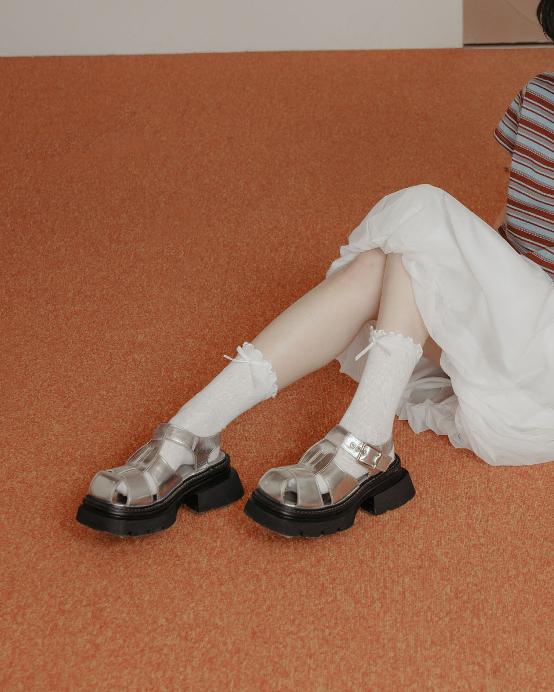 リボンドットミドルソックス 4色展開