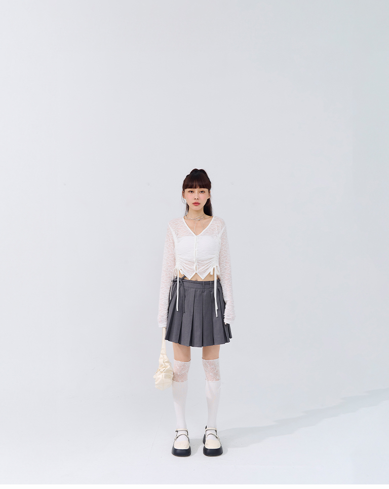 レース切替ロングソックス 2色展開