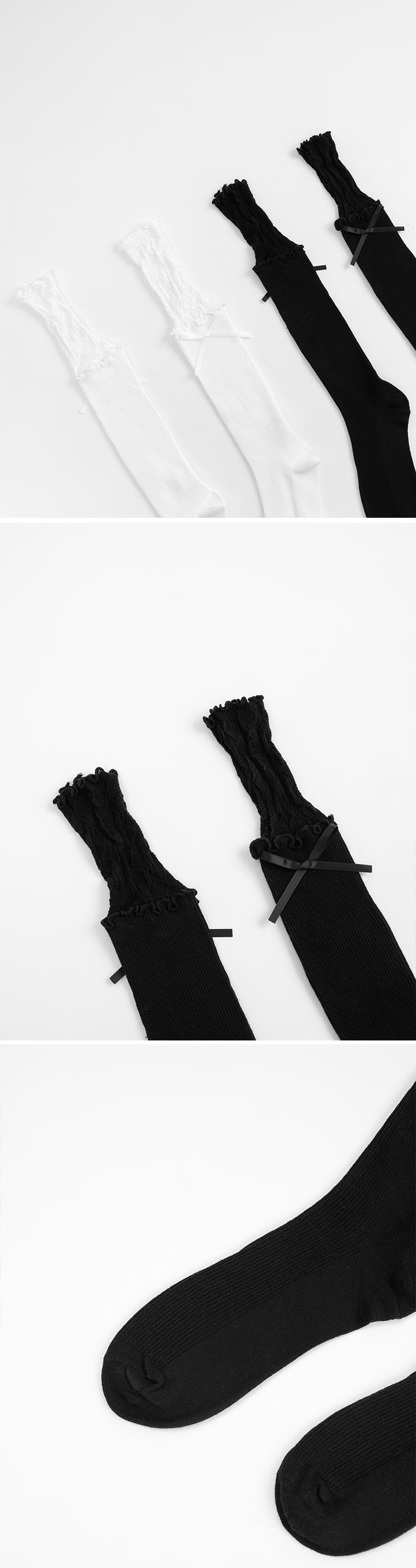 レース切替ロングソックス 2色展開