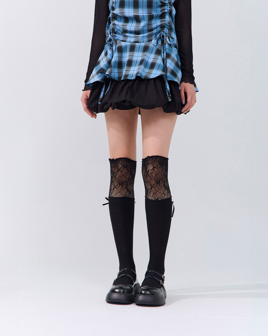 レース切替ロングソックス 2色展開