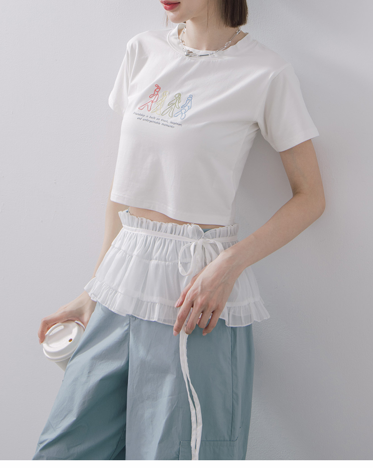 無地フリルミニ巻きスカート