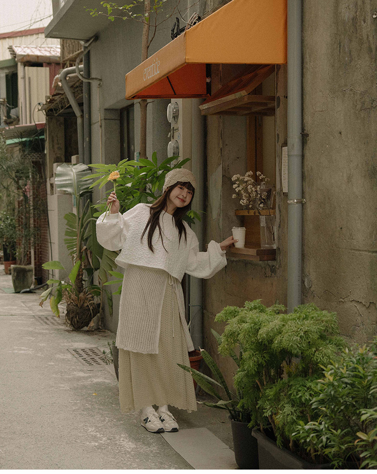 ドローストリングレースニットスカート 3色展開