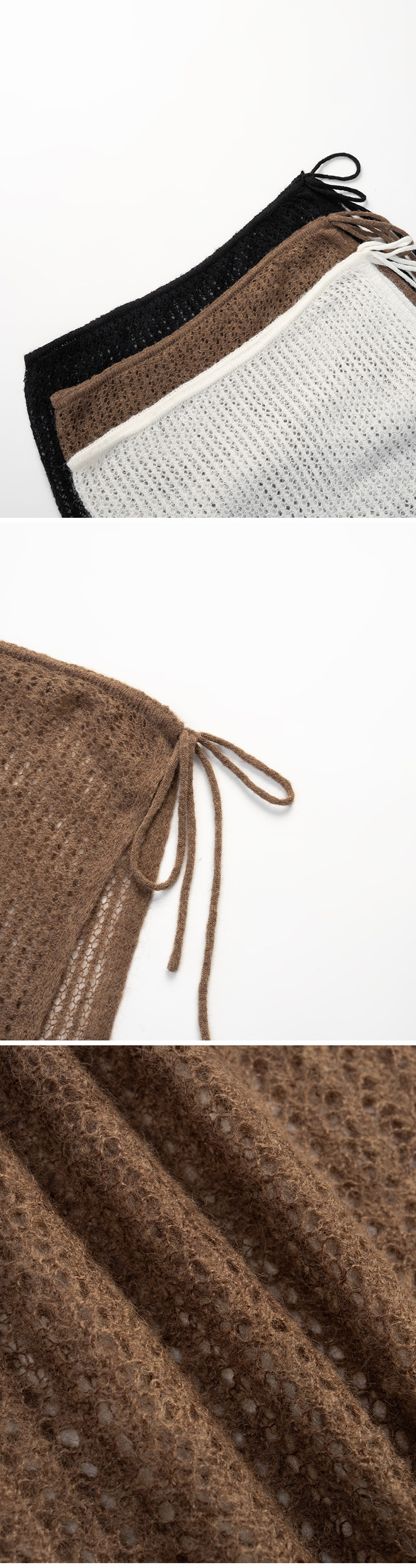 ドローストリングレースニットスカート 3色展開