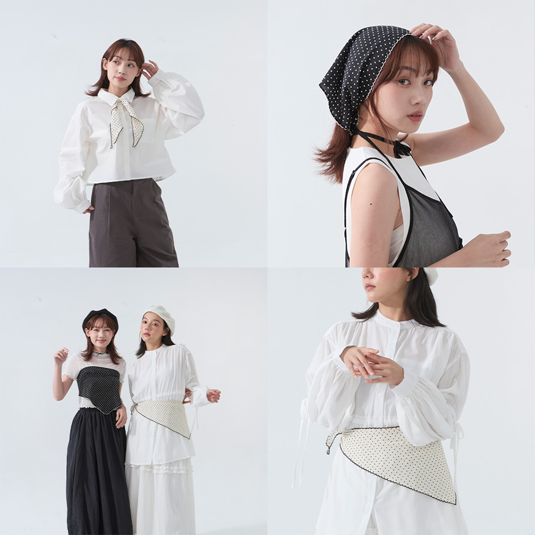 ドットデザイン三角スカーフ2色展開