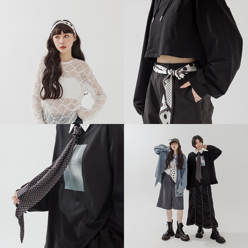 ドットデザインロングスカーフ 2色展開