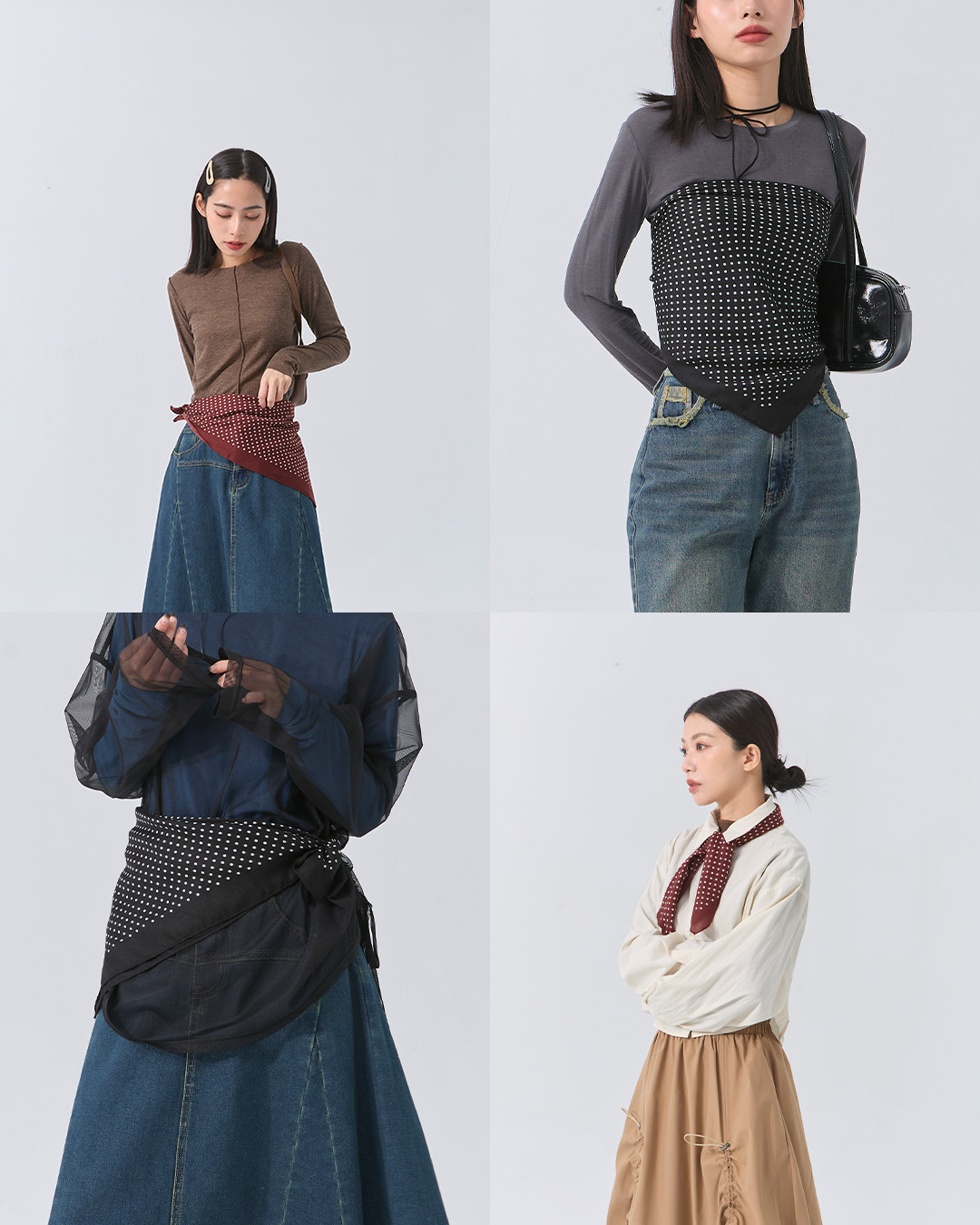 ドットデザイン大判スカーフ 2色展開