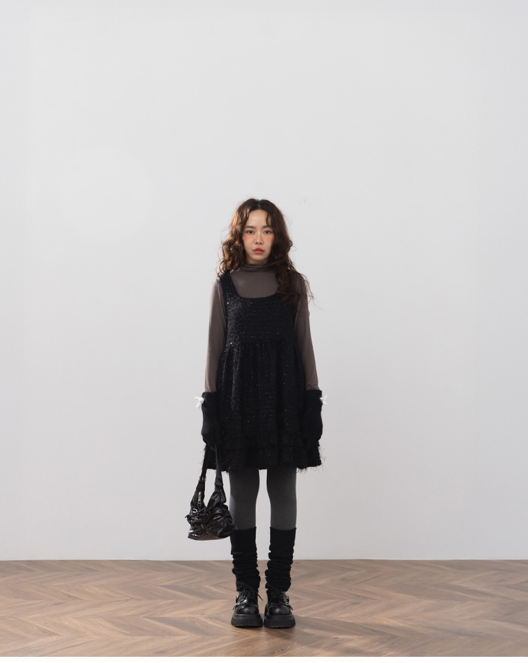 リボンフィンガーホールニットグローブ 3色展開