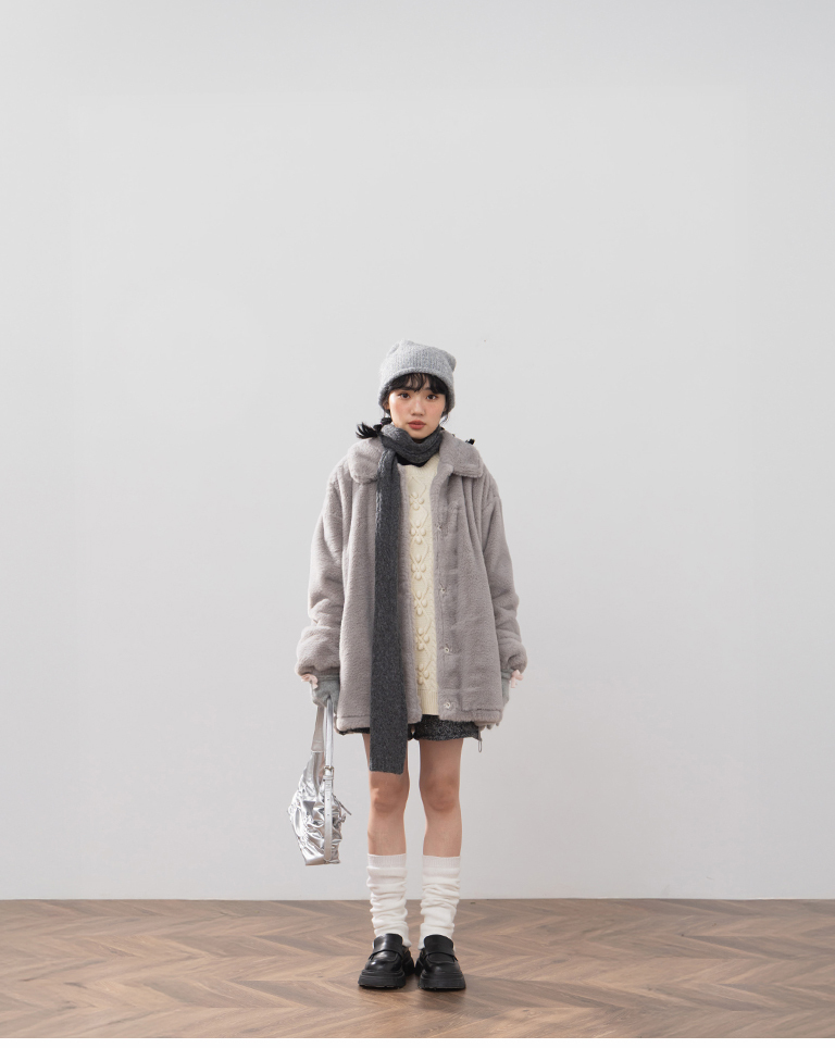 リボンフィンガーホールニットグローブ 3色展開