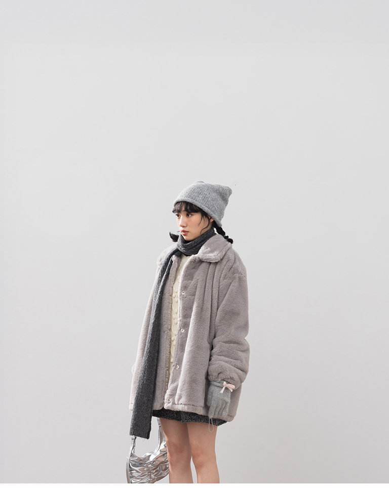 リボンフィンガーホールニットグローブ 3色展開