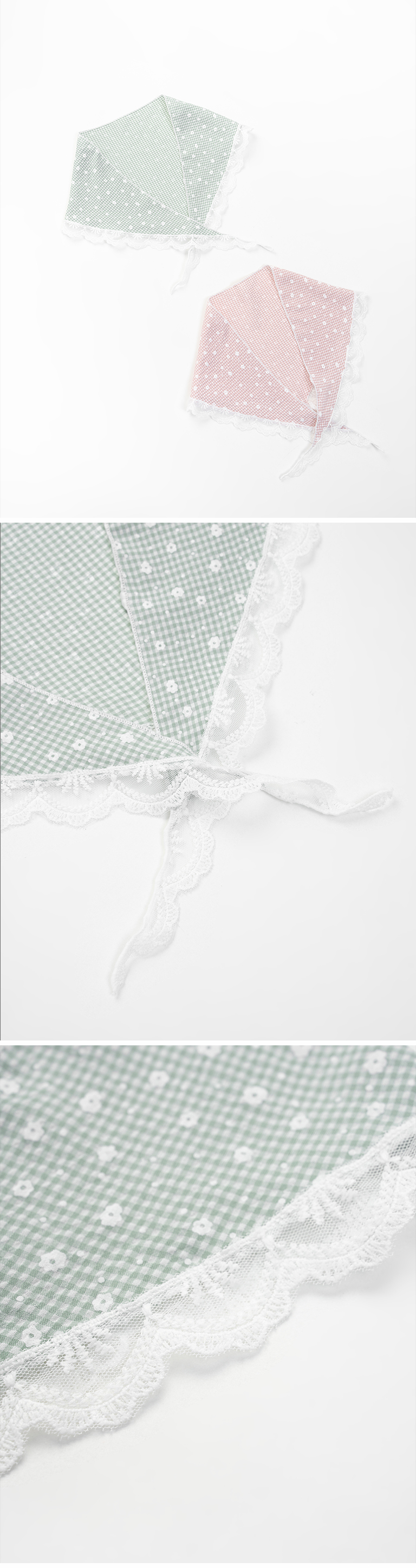 春5尚未收到---フラワーレースデザイン三角スカーフ 2色展開