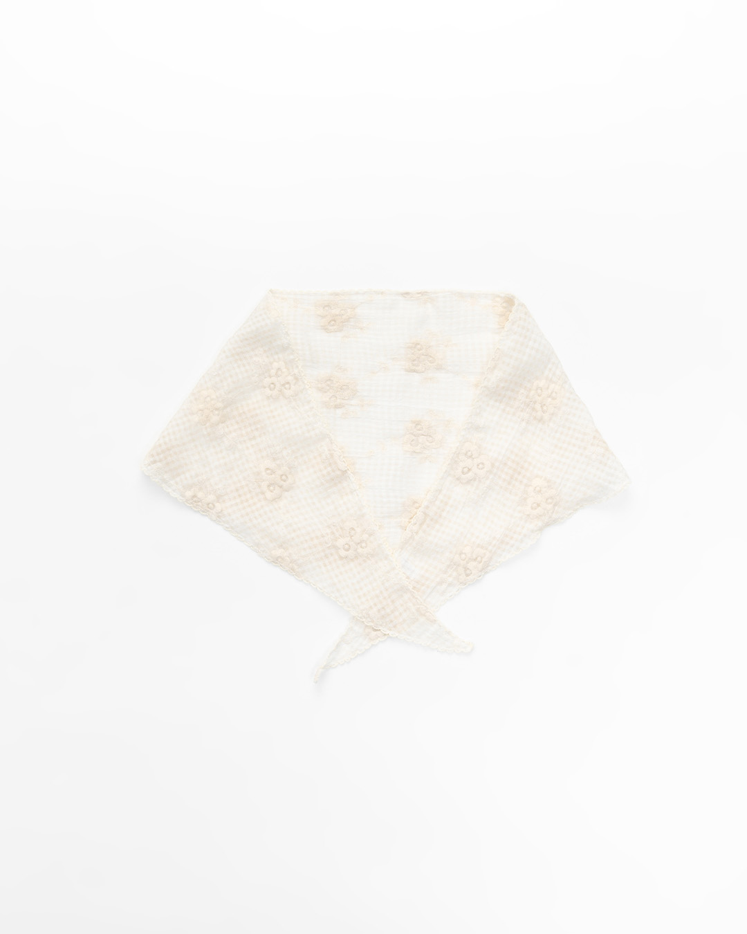 フラワー刺繍チェックシアースカーフ