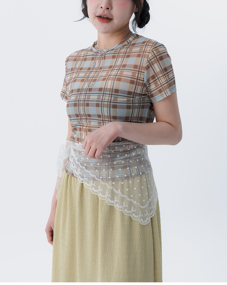 ドット柄レース トライアングルスカーフ 3色展開