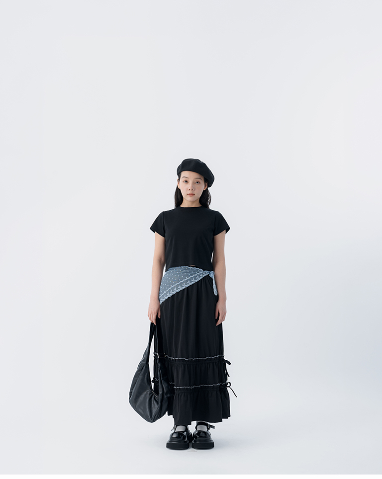 ドット柄レース トライアングルスカーフ 3色展開