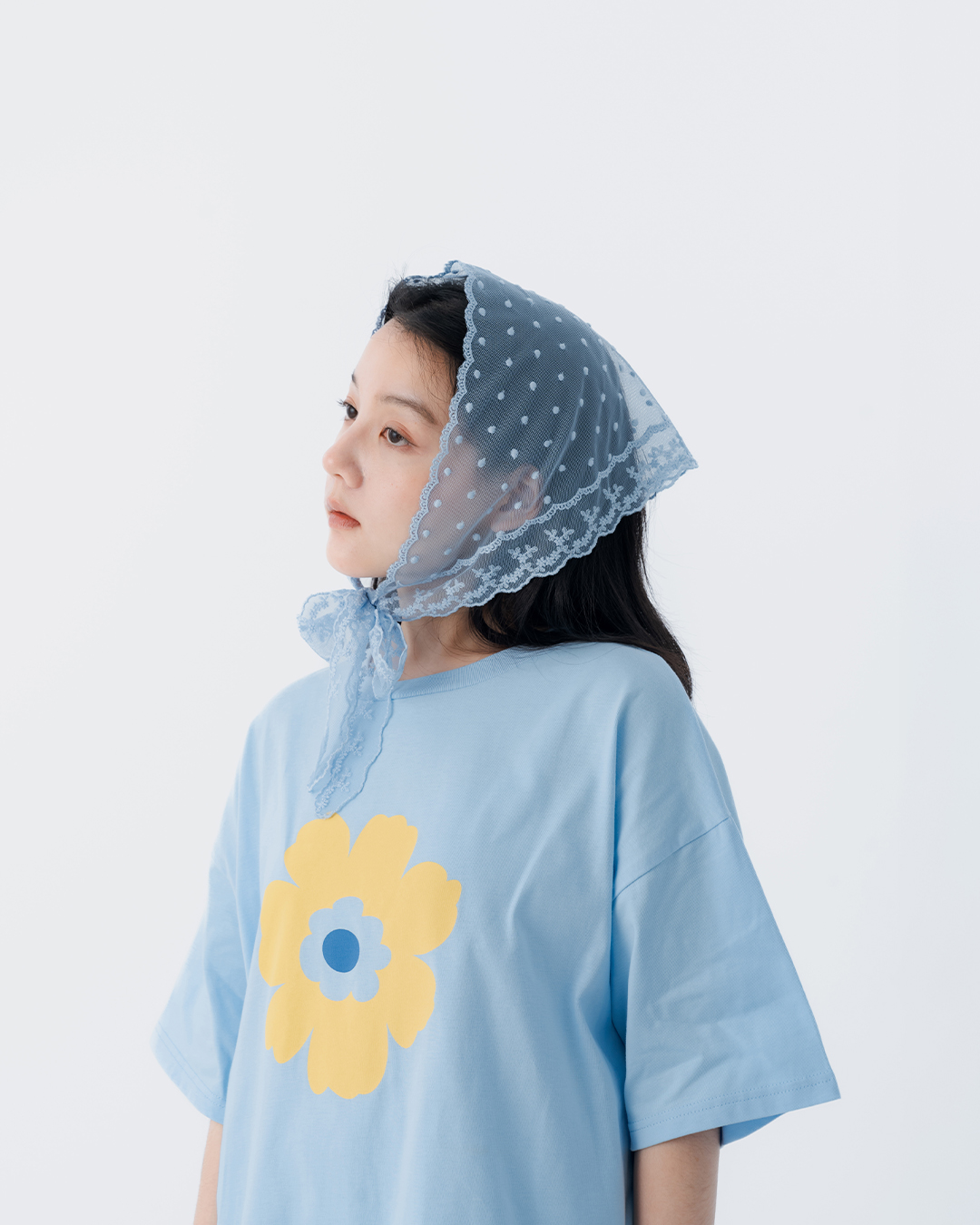 ドット柄レース トライアングルスカーフ 3色展開