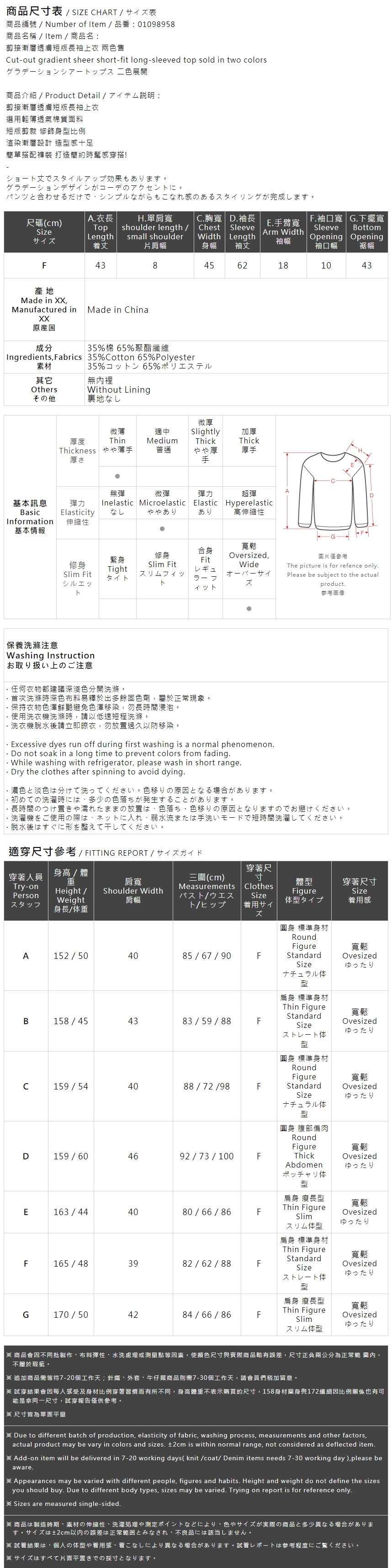 グラデーションシアートップス 2色展開