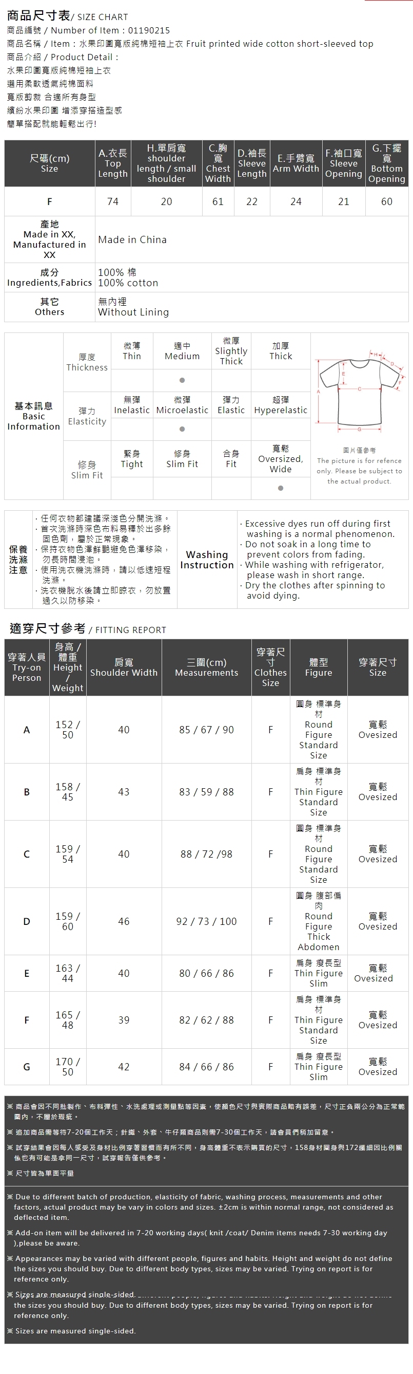 フルーツプリントルーズTシャツ 01190215