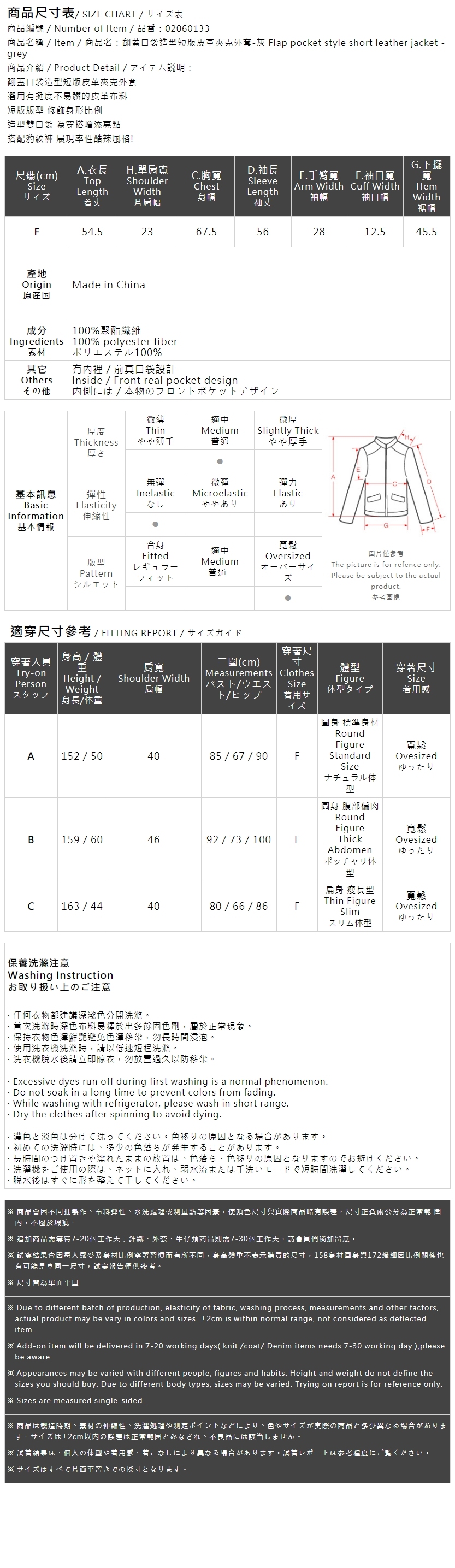 春2尚未收到1/23海運---ポケットショートレザージャケット グレー