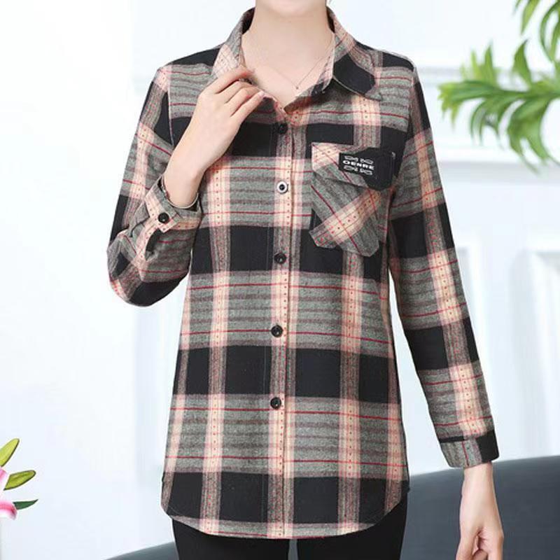 寬鬆顯瘦格紋襯衫