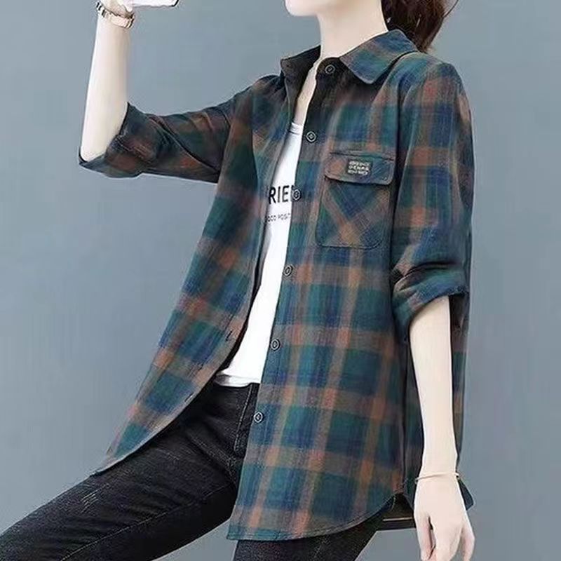 寬鬆顯瘦格紋襯衫