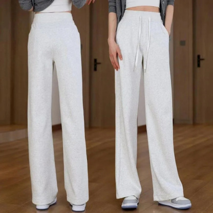 高腰直筒拖地褲