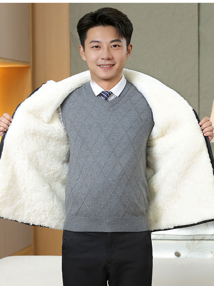 皮毛中老年一體羊皮棉襖冬季加厚防寒男