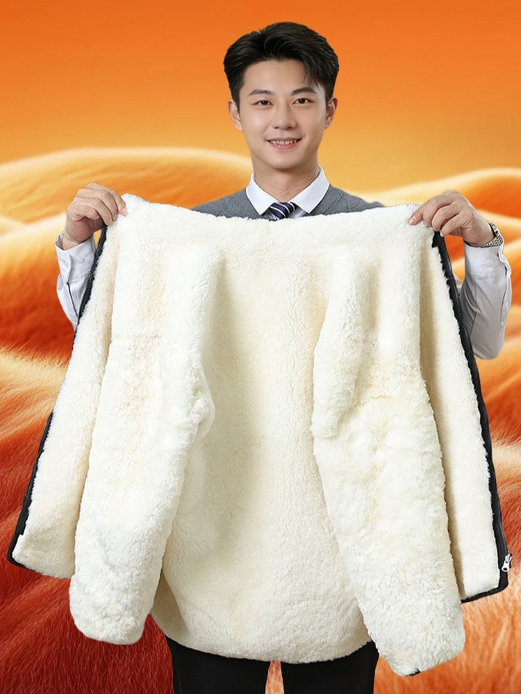皮毛中老年一體羊皮棉襖冬季加厚防寒男