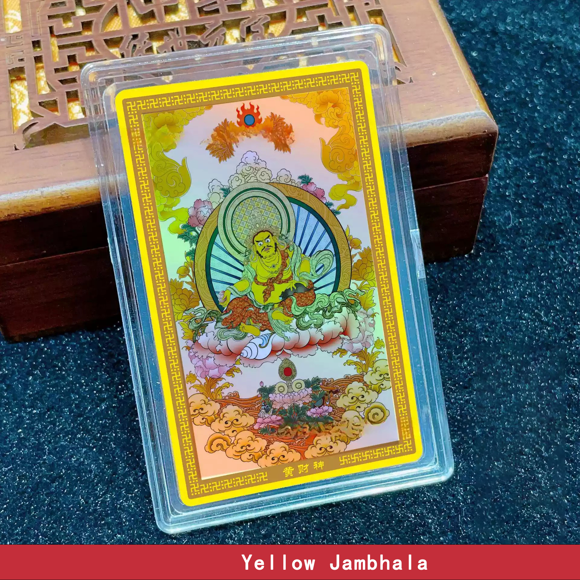 Colorful Thangka God of Wealth Phone Sticker Amulet