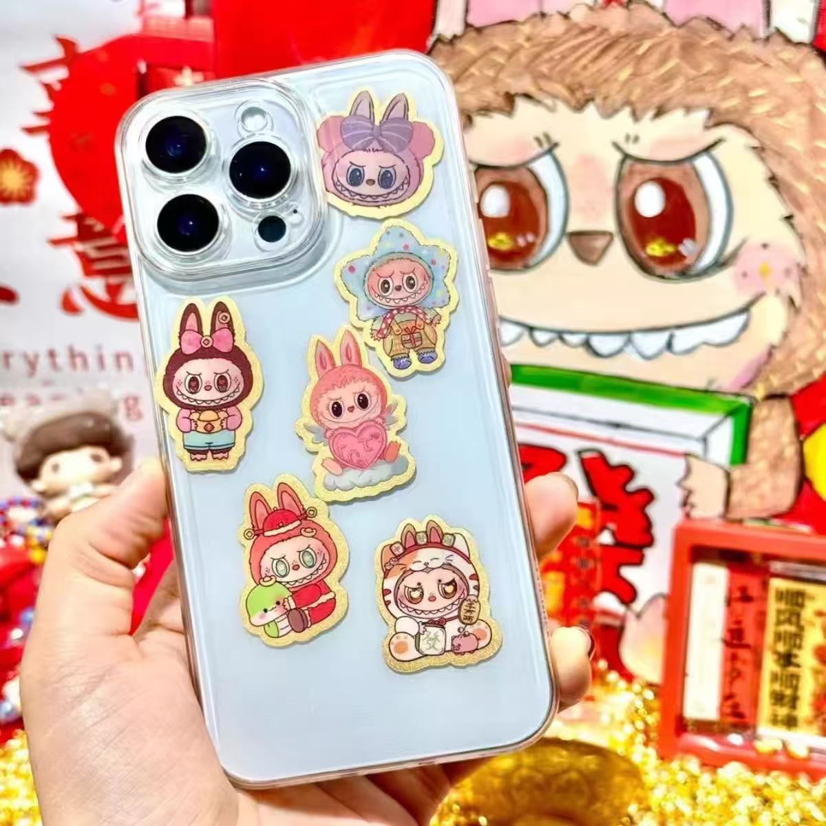 LABUBU足金999卡通金箔手机贴