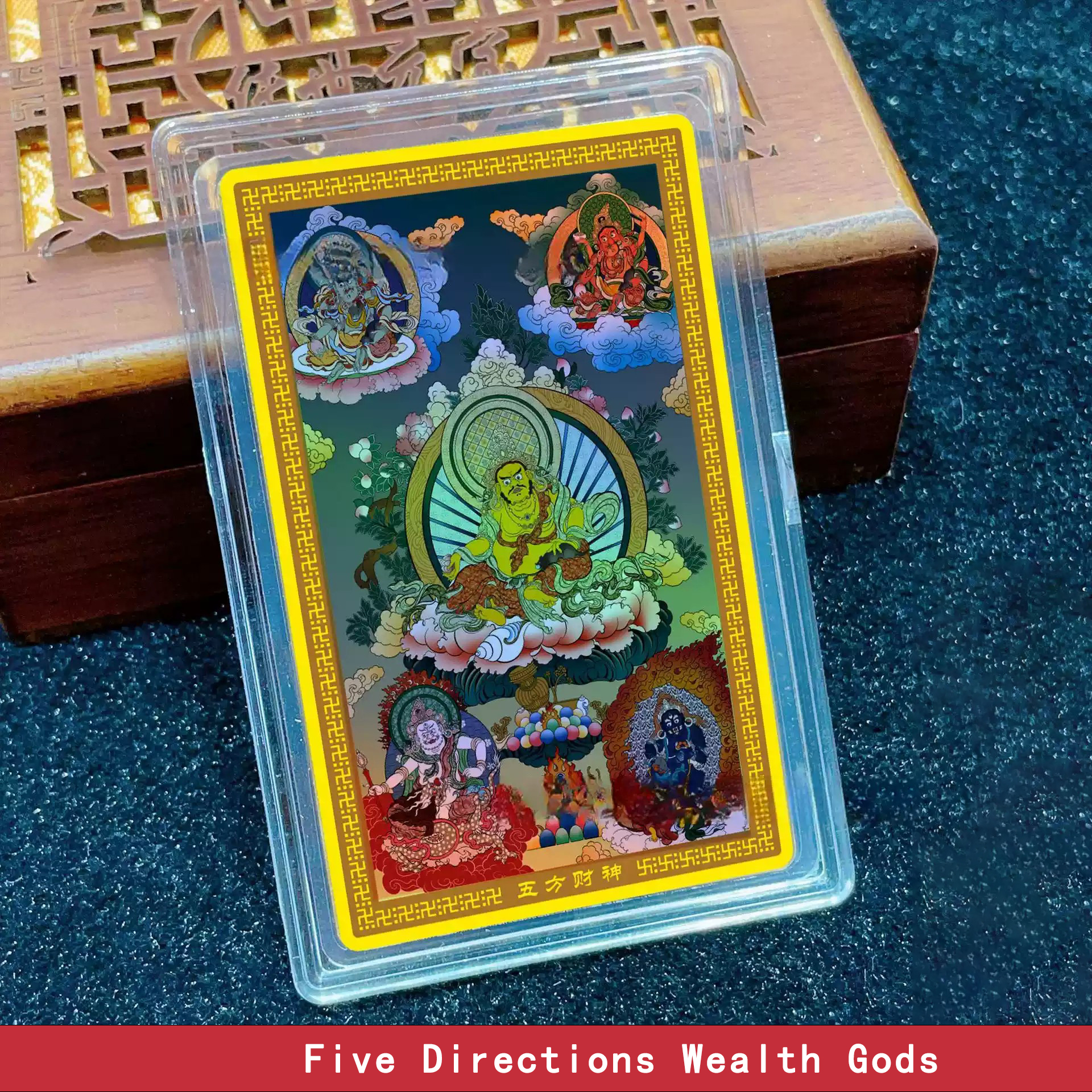 Colorful Thangka God of Wealth Phone Sticker Amulet
