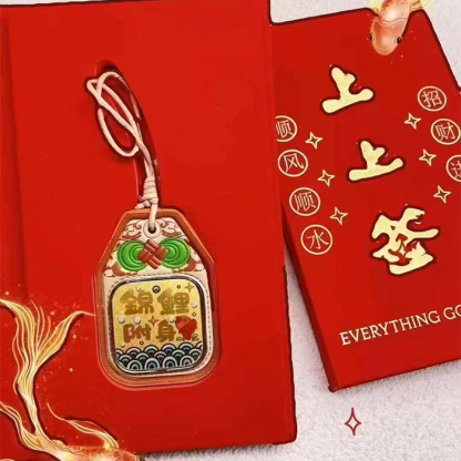 Gold foil excellent fortune lottery ticket pendant