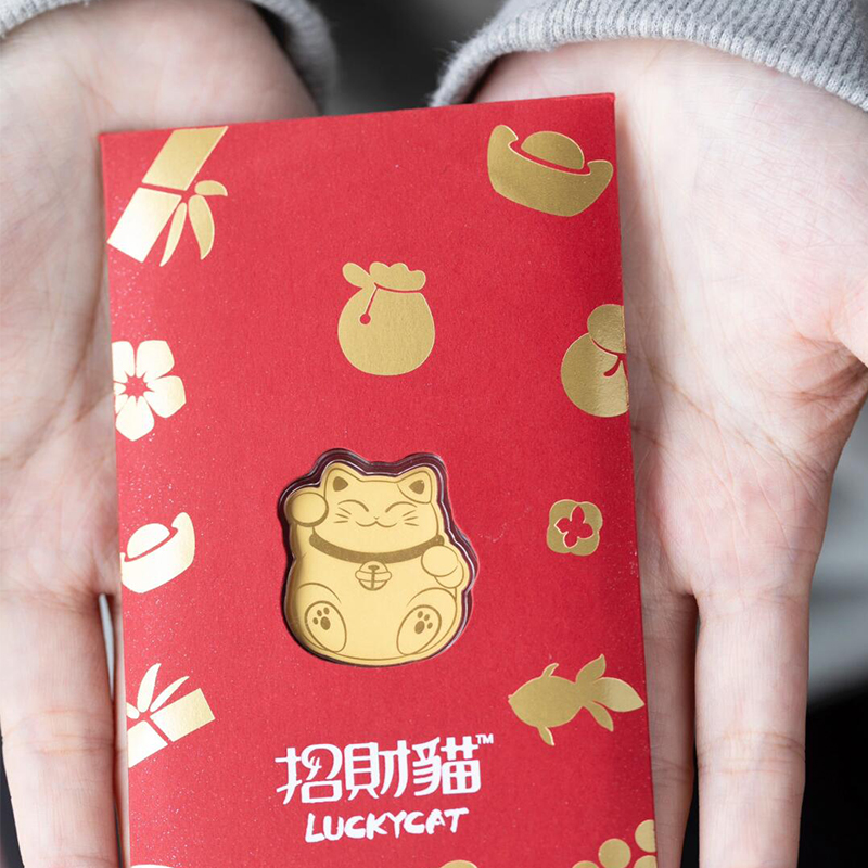 Gold foil mobile phone sticker，Lucky Cat